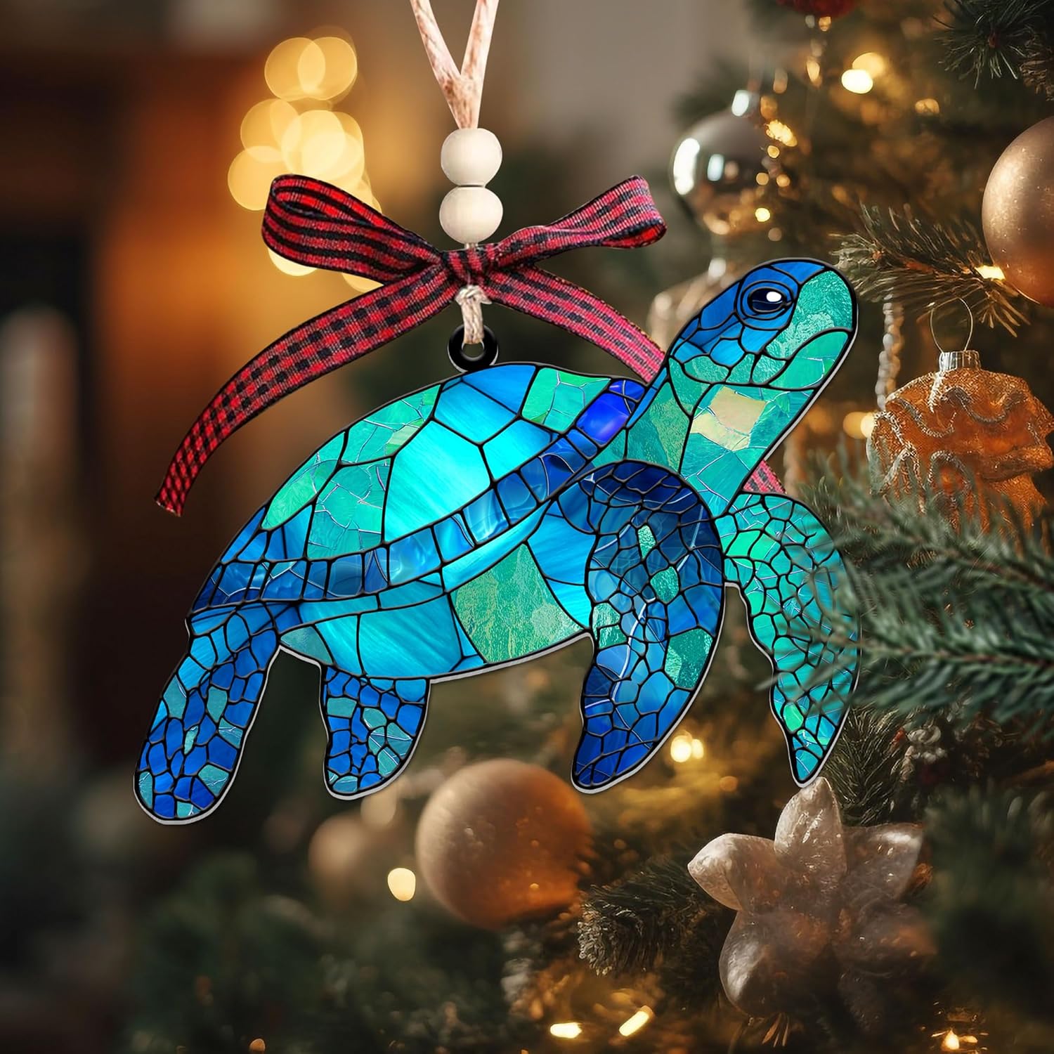 Sea Turtle Christmas Ornament - Positive Turtle Gifts for Women with Story Card - Beach Themed Christmas Ornaments Gifts for Women - Turtles Figurines Decor Acrylic Ornament - Image 4