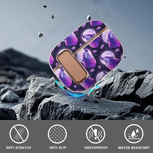 Miniatura 5 de Full Protective Cover Compatible with Airpods Pro 2 Wireless Charging Case for Women with Lock, Purple Moon Wolf, Safe and Shockproof