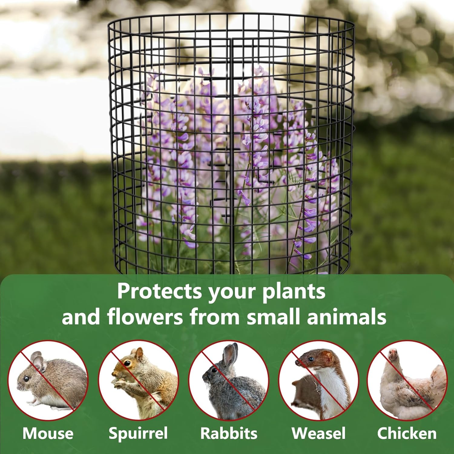 18 PCS Plant Protector from Animals,13.5" Dia x 14" H Pre-Bent Wire Plant Protectors, Metal Plant Cages for Outdoor Plants Plant Cage & Supports Keep Animals Out Garden