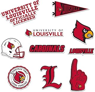 University of Louisville 9ct Vinyl Large Deluxe Stickers Variety Pack - Laptop, Water Bottle, Scrapbooking, Tablet, Skateboard, Indoor/Outdoor - Set of 9