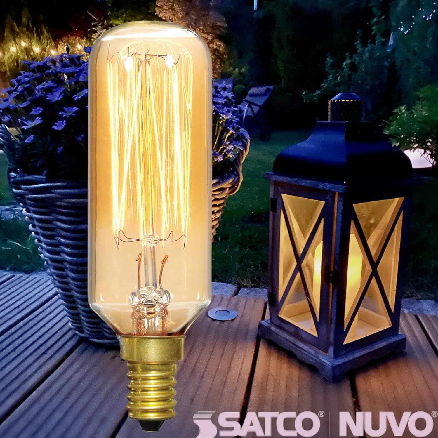 Satco S2420 Incandescent Vintage Light Bulbs 40 Watt 120 Volt T9 Clear Gold; 3000 Average Hours; 160 Lumens; E12 Candelabra Base; Decorative for Home, Room, Hotel, Studio (10 Light Bulbs)
