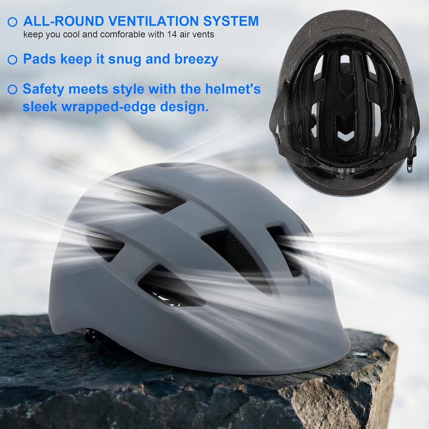 Bike Helmet Adult Men/Women/Youth-USB Rechargeable Rear Light Electric Scooter Helmet with CPSC/ASTM Certified Adjustable Lightweight Design for Road Trail Urban&Recreational Riding