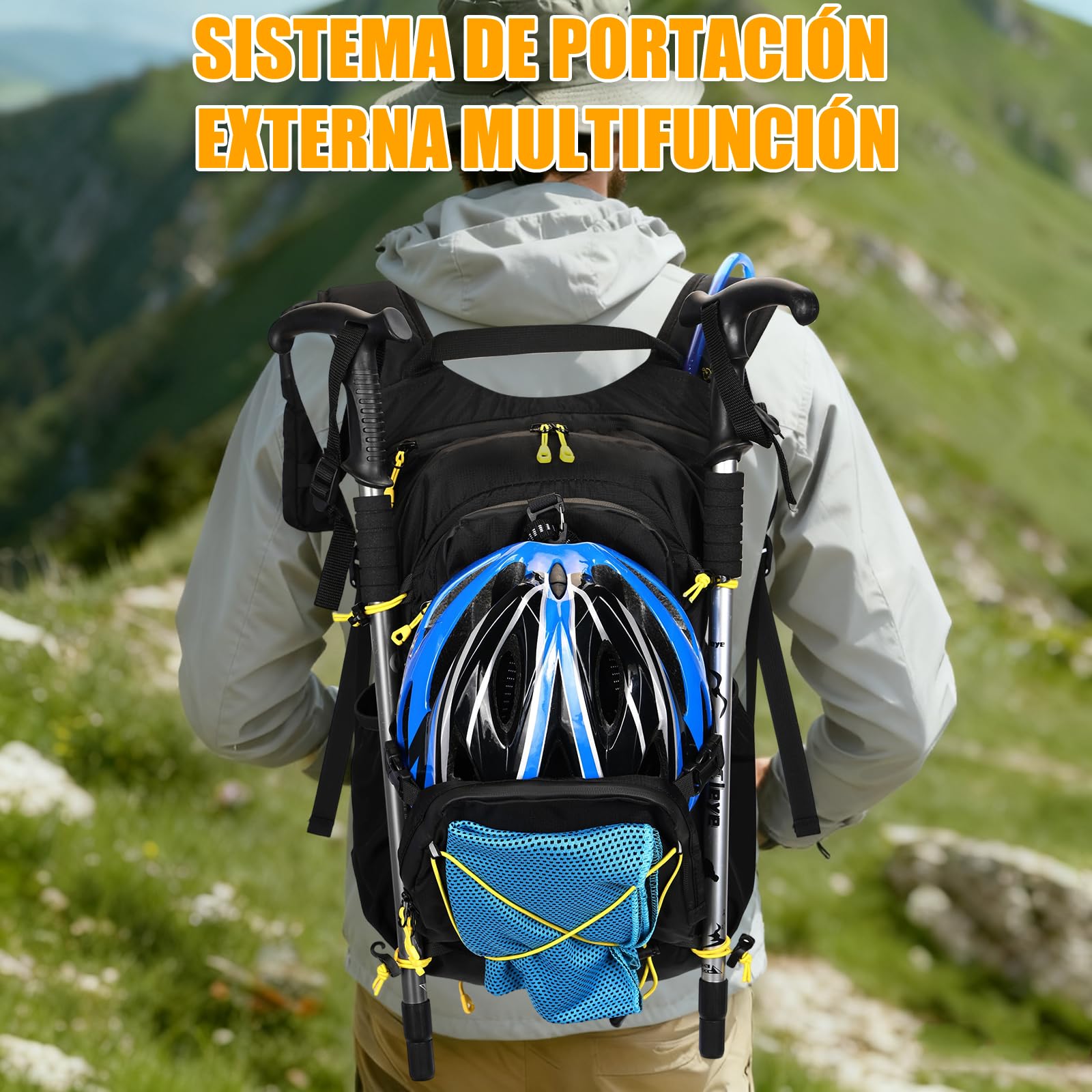 Mochila Hidratación con Bolsa de Agua 2L y Funda, Mochila Senderismo 20l Impermeable, Mochila Ciclismo Running Hombre Mujer Ligero para Bicicleta Montaña MTB Trekking Esquí Moto