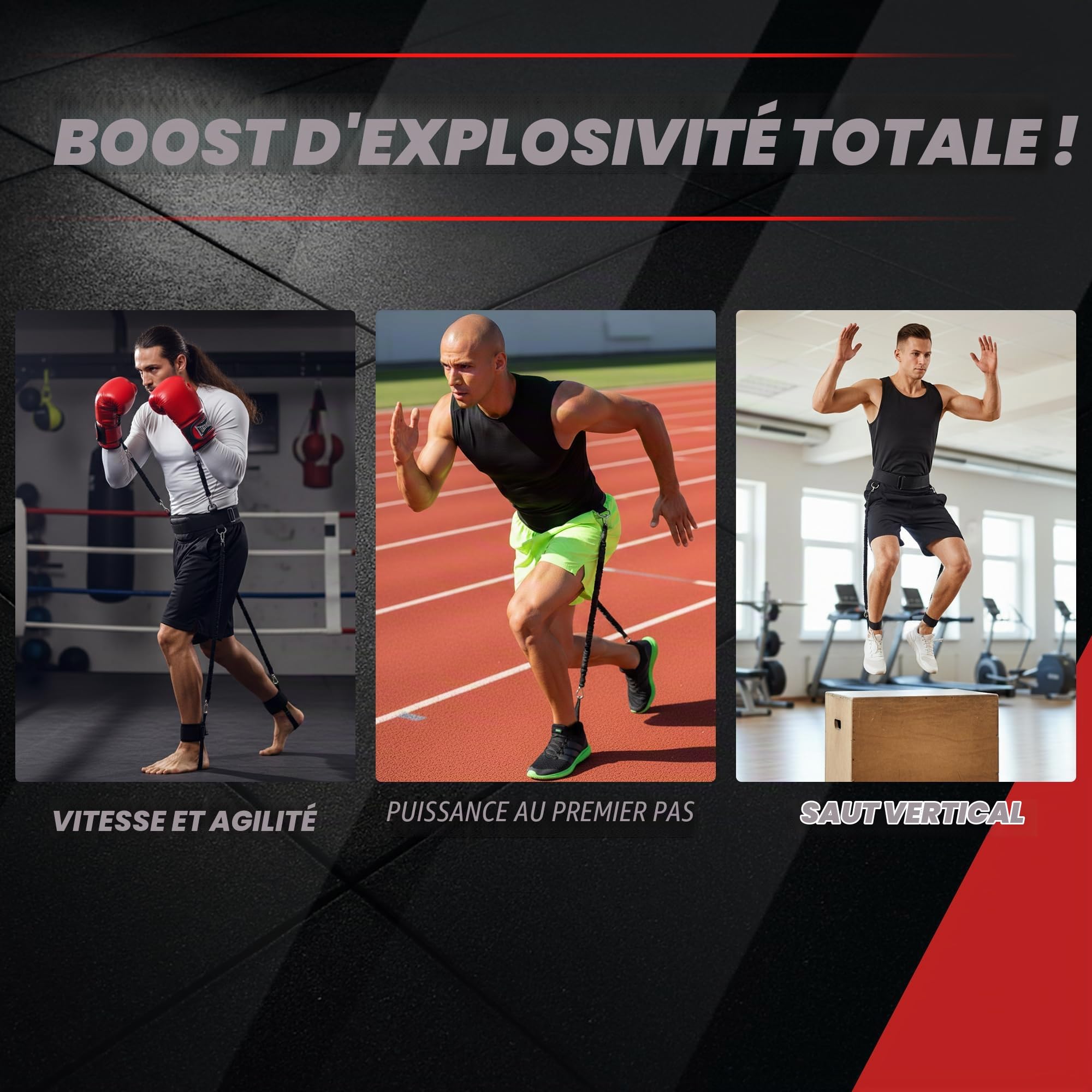 Bandes de résistance pour entraînement Boxe, MMA et Vitesse – Set Complet avec Ceinture, Poignets, Chevilles et poignées – Accessoire Sport pour la Maison ou la Salle, 12 pièces