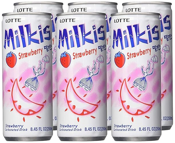 Lotte Milkis Soft Soda Variety Favor (Strawberry, Pack of 6)