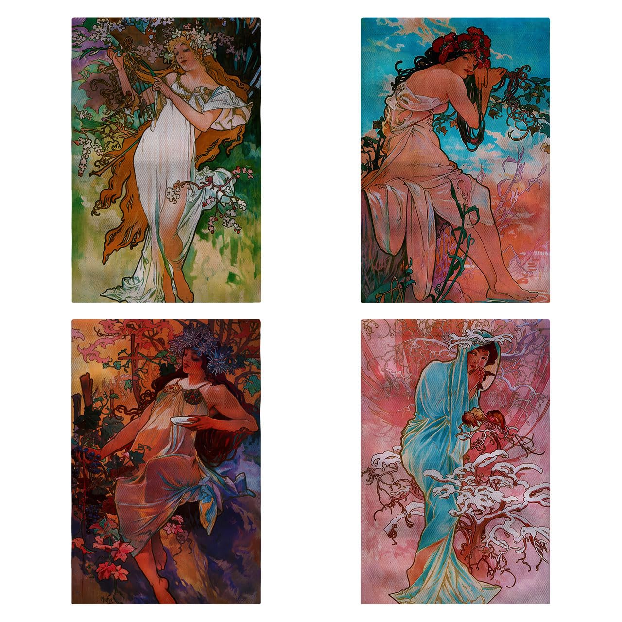Drapeau de jardin Alphonse Mucha lot de 4 double face pour decoration - 7