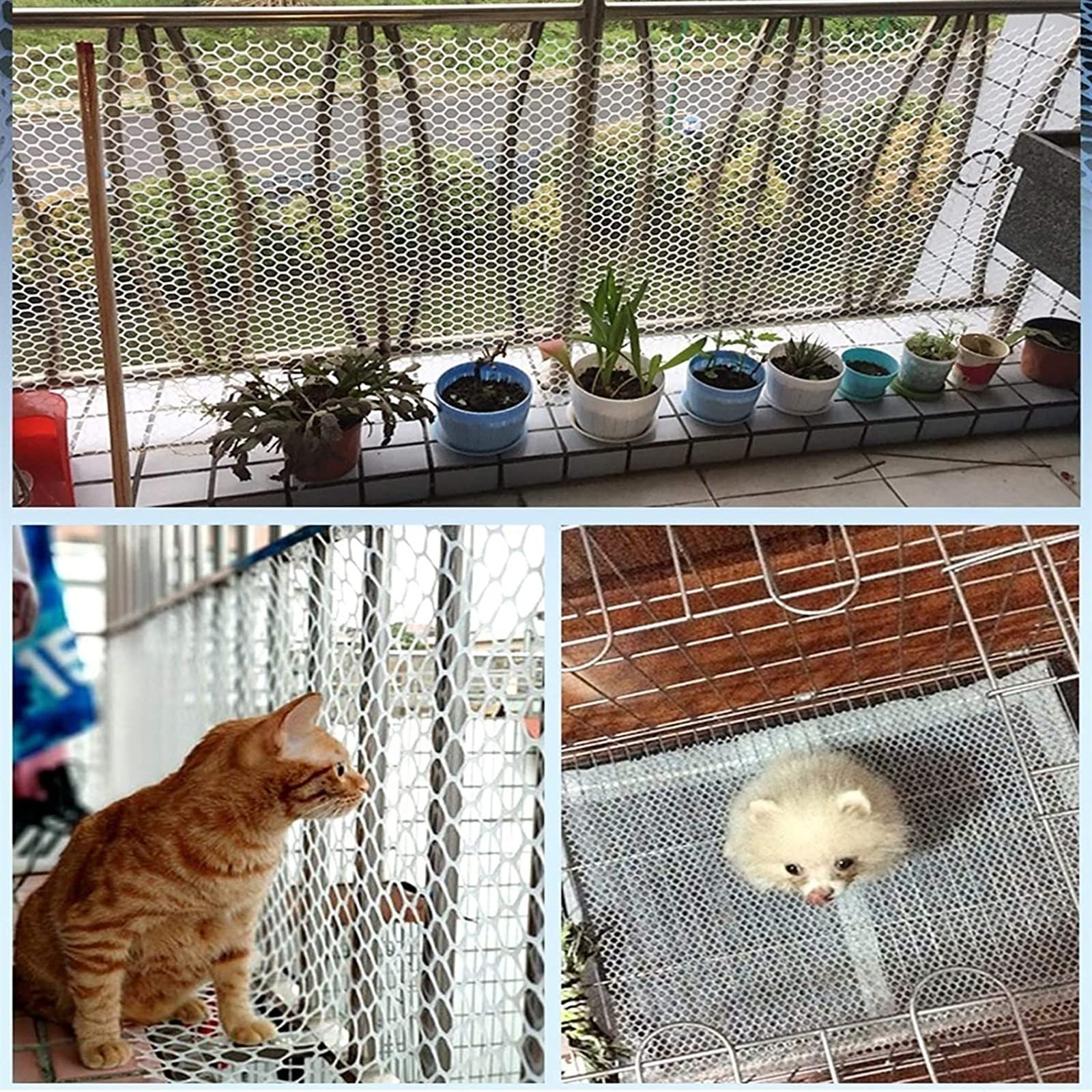Red Gatos Cercas de Plástico, Red de seguridad para niños Anticaídas, Red de Protección Balcones para Mascota anti-mordida para Balcón Terraza Ventana Valla Transparente ( Color : Mesh 0.8cm , Tamaño