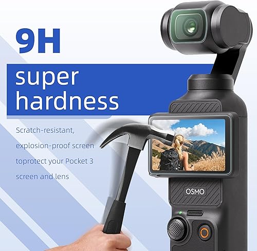 Miniatura 4 de DJI Osmo Pocket 3 Protector de pantalla, resistente a los arañazos Ultra-HD de vidrio templado LCD y protector de lente para DJI Osmo Pocket 3, kit