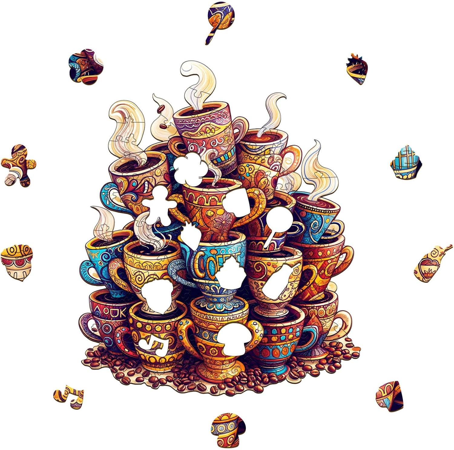 Wooden Puzzles for Adults - Coffee Dream Wood Puzzles Adult - Unique Animal Shape Wooden Jigsaw Puzzles for Adults - Birthday Gifts for Puzzle Lovers, Family (13.4 * 11.3in - 300 Pieces)