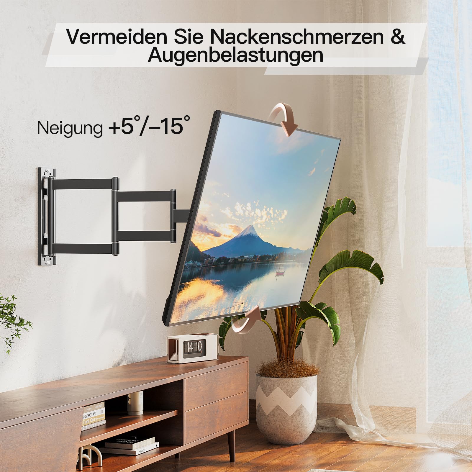 ELIVED Lang Arm TV Wandhalterung für die meisten 26-65 Zoll Fernseher, Eck TV Halterung Ausziehbar 950mm, Max. VESA 400x400mm, Hält bis zu 35KG, EV3018