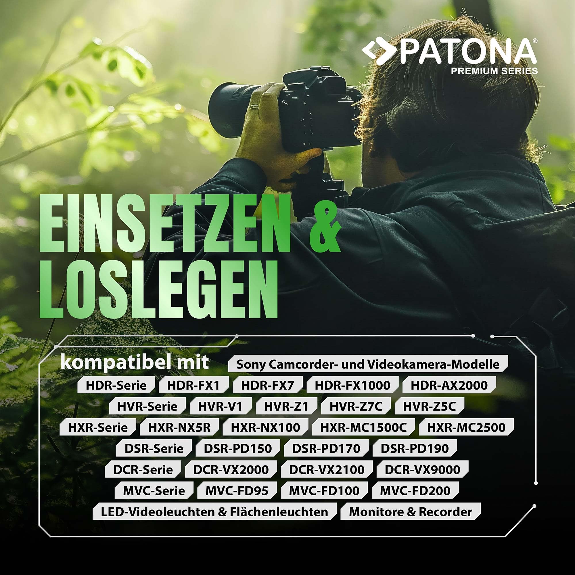 PATONA 2X NP-F970 Akku 7800mAh – Ersatz für Sony NP-F970 / NP-F950 / NP-F550 – für Camcorder, LED-Videoleuchten und Field-Monitore – doppelte Reserve