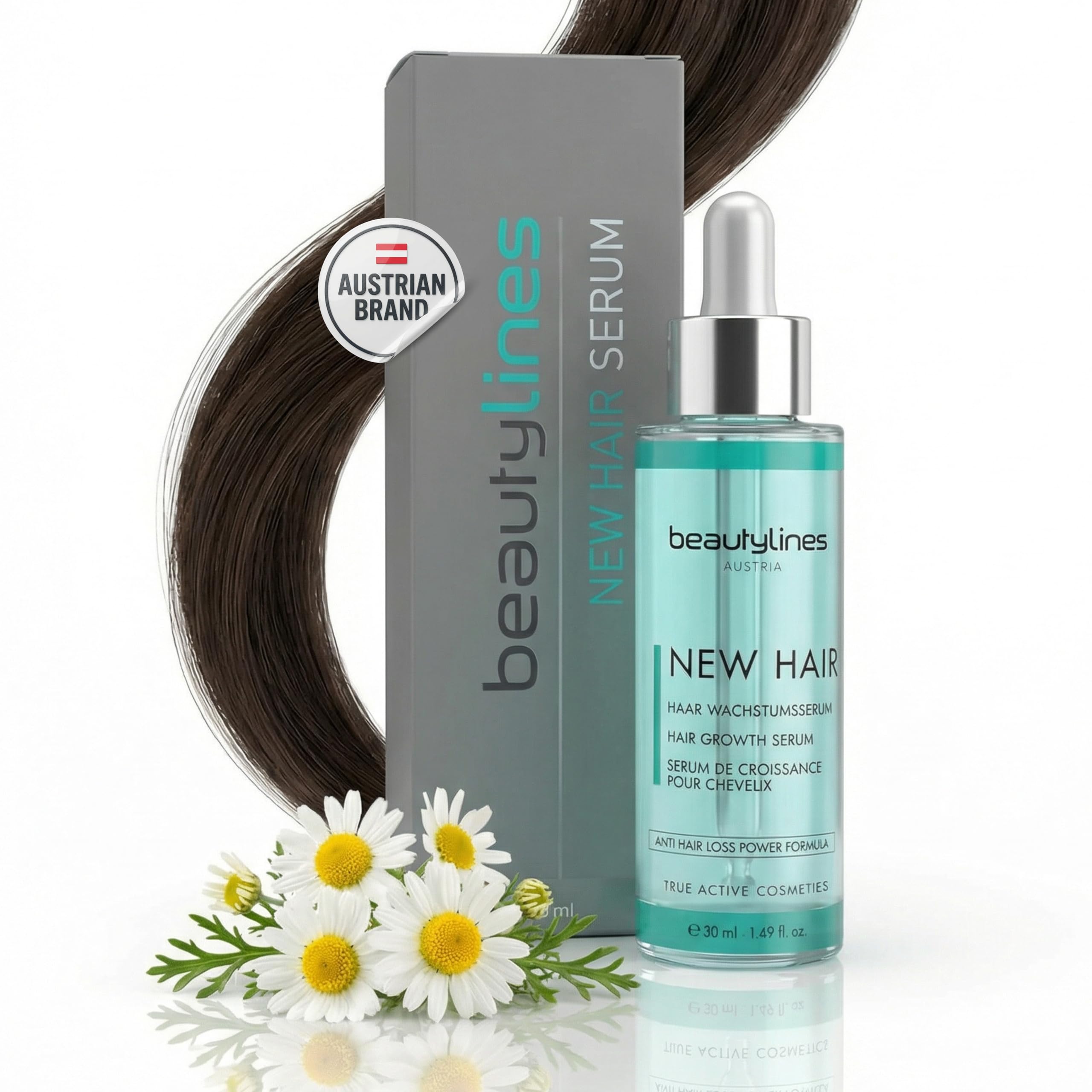 New Hair Serum 50 ml – Haarserum gegen Haarausfall mit effektiven Aktiv-Wirkstoff, Kamille & Zitronenöl – unterstützt Haarwachstum & Haarwurzeln – Pflege für Männer & Frauen