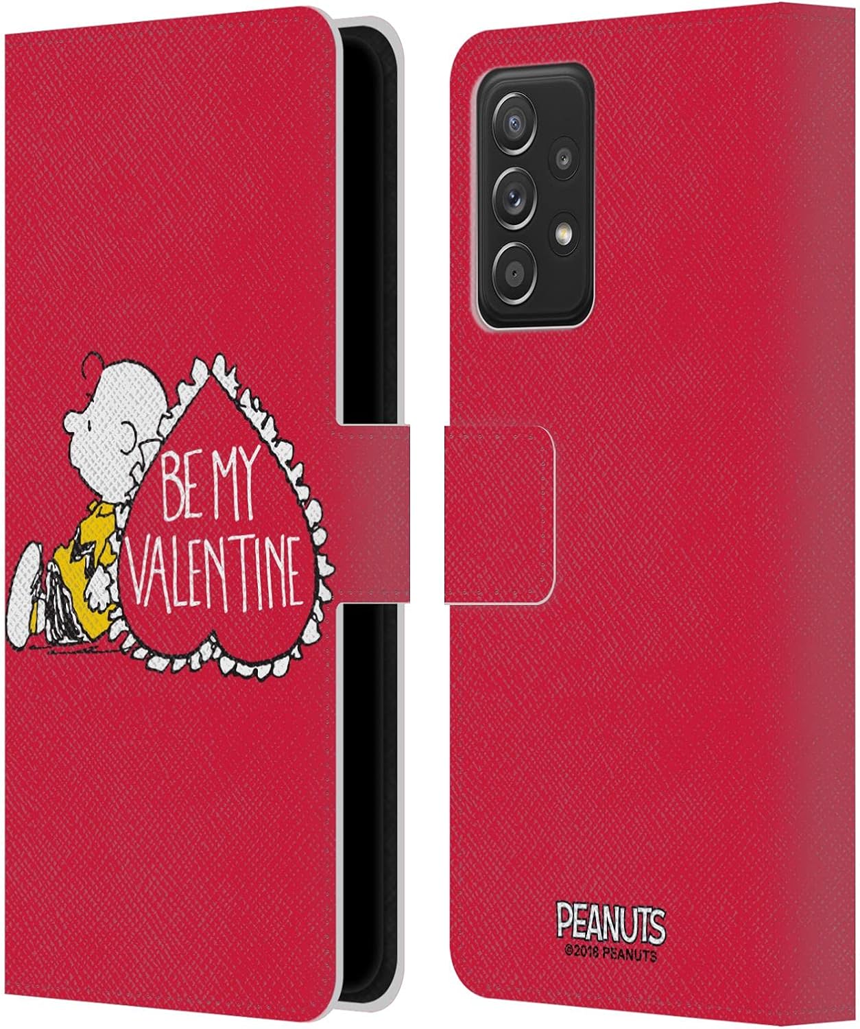 Head Case Designs Officially Licensed Peanuts Charlie Brown Valentine Sealed with A Kiss Leather Wallet Case Compatible with Samsung Galaxy A53 5G (2022)
