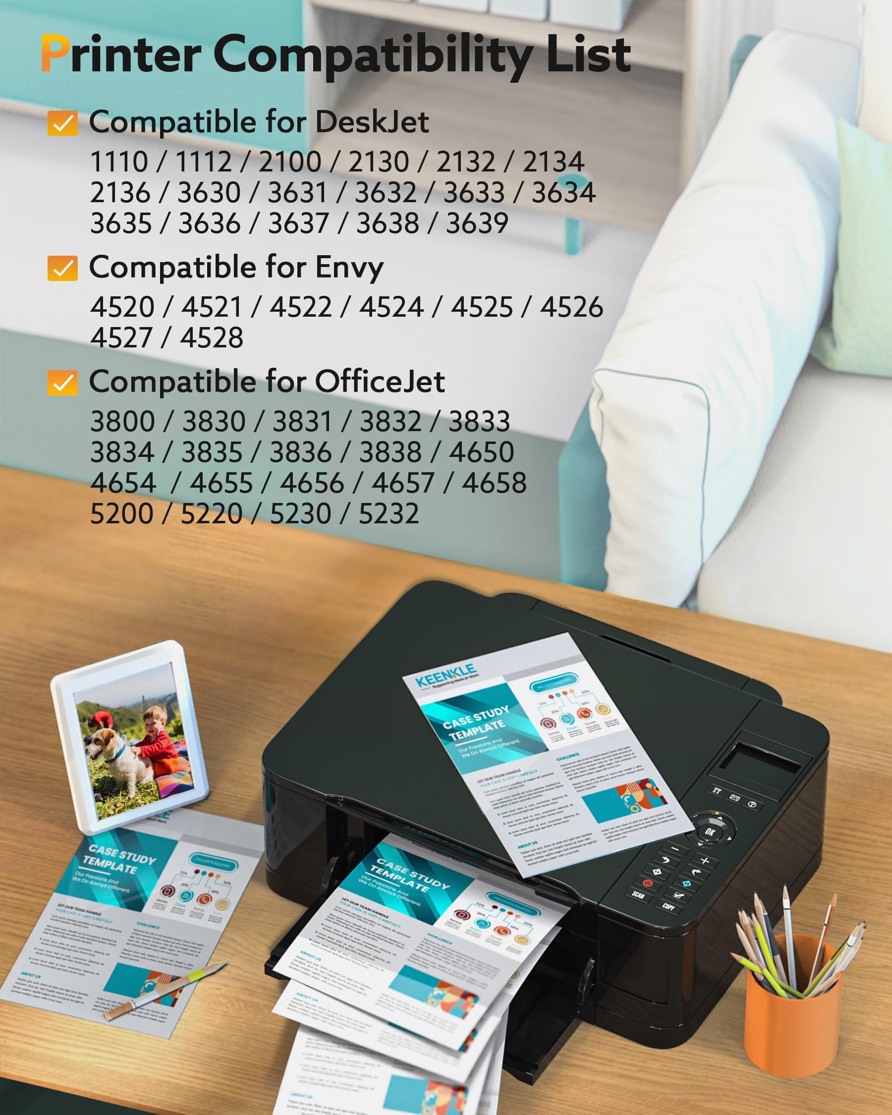 KEENKLE 302XL Cartucce Sostituzione per HP 302 XL Nero e Colore per Envy 4520 4521 4522 per HP Officejet 3830 3834 4650 4651 per DeskJet 1110 2130 2134 3630 3830 3833 (Nero Tri-Colore, 2-Pack)