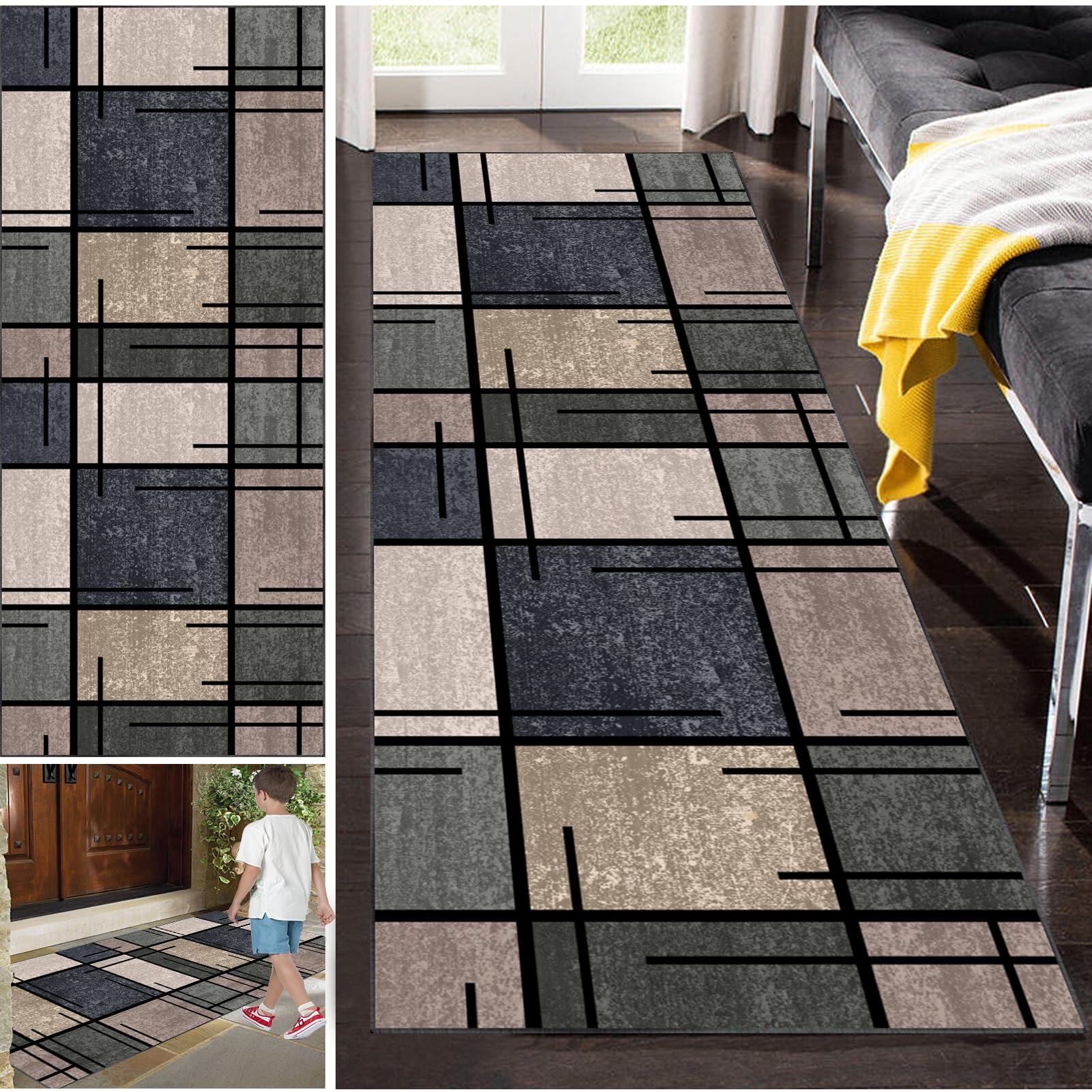 Tapis de couloir cuisine antidérapant 40x400 cm anti glisse pour évier