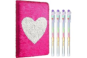 Outus Little Girls Sequined Journal Set with 4 Gel Pens