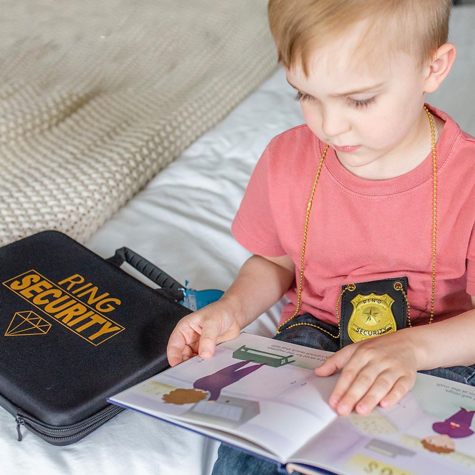 Tickle & Main Ring Bearer Proposal Gift Set - Youth S/M, Ages 4 & Up, Black Polyester - Includes Storybook, Leather Badge & Security Briefcase - Kids Ring Bearer Gifts