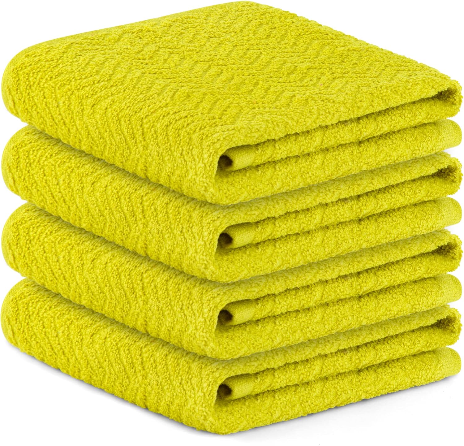DecorRack 4 Large Kitchen Towels, 100% Cotton, 15 x 25 inches, Absorbent Dish Drying Cloth, Perfect for Kitchen, Solid Color Hand Towels, Yellow (4 Pack)