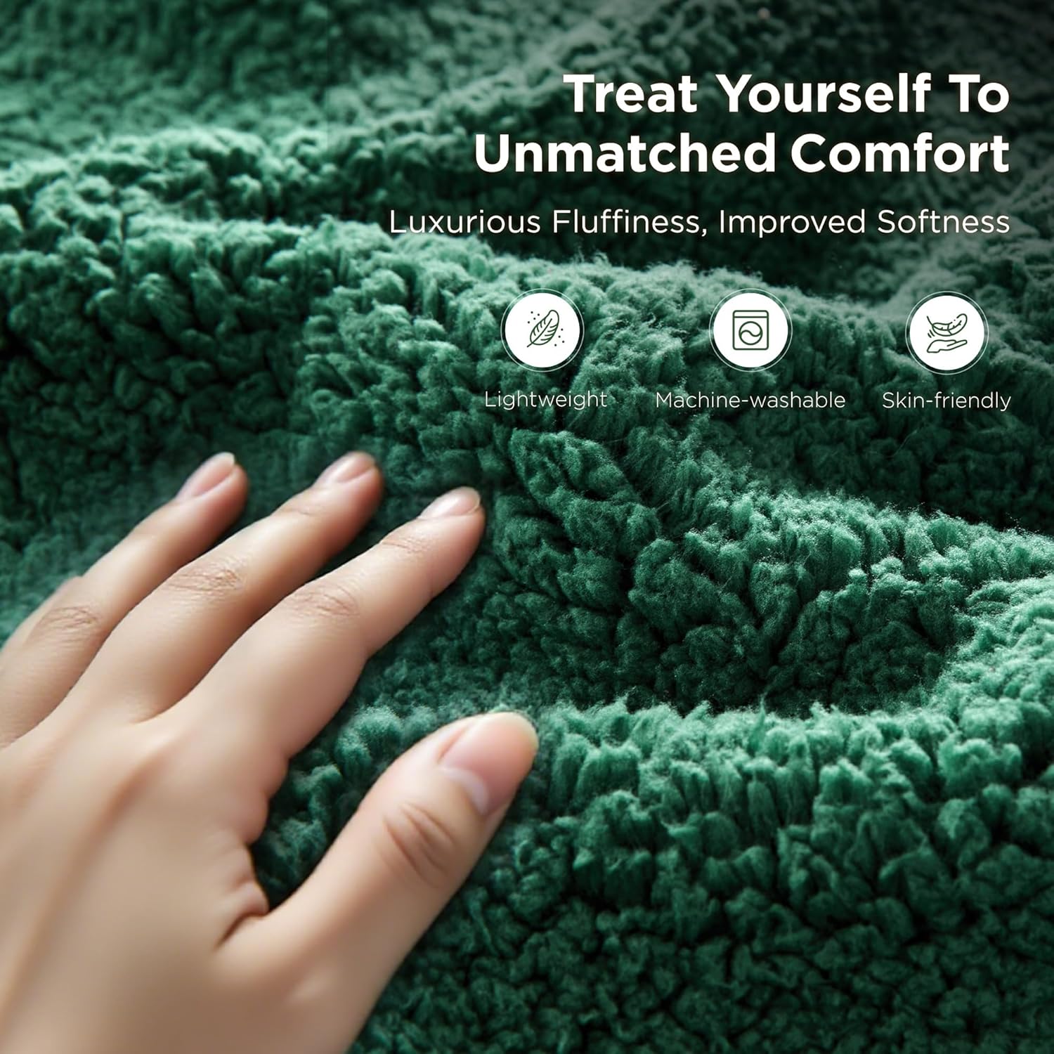 Sophia & William Throw Blanket for Couch Sofa(50x60 Inches) - Reversible Fluffy Soft Blanket, Gifts for Women, Green - Image 4