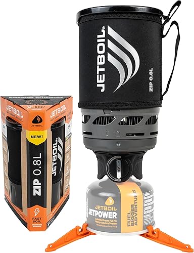 Jetboil Estufa portátil de hervir rápido con cremallera de 0.8 L con botón de encendido fácil de girar para mochileros y campamentos, nuevo para