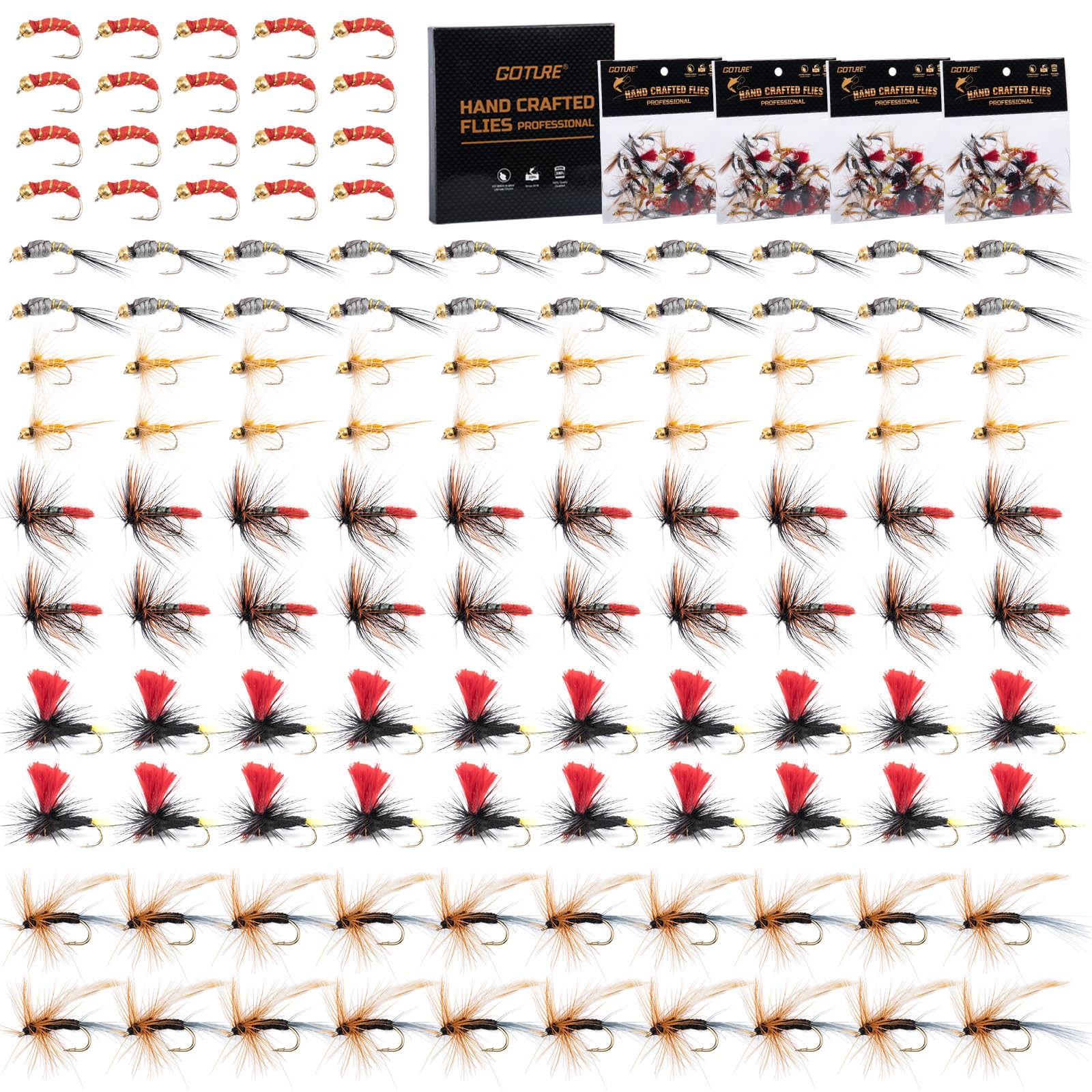 Goture Fly Fishing Flies Kit, 30pcs Dry Wet Flies Streamers Nymphs Fly Fishing Lures Assortment Kit for Bass Trout Steelhead Salmon, Gifts for Men