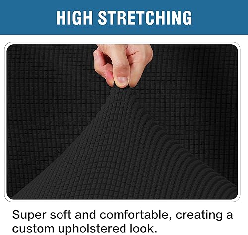 Vista 60 de H.VERSAILTEX Funda otomana elástica, funda otomana redonda, cubierta de almacenamiento otomana, funda protectora de muebles para reposapiés, ajuste