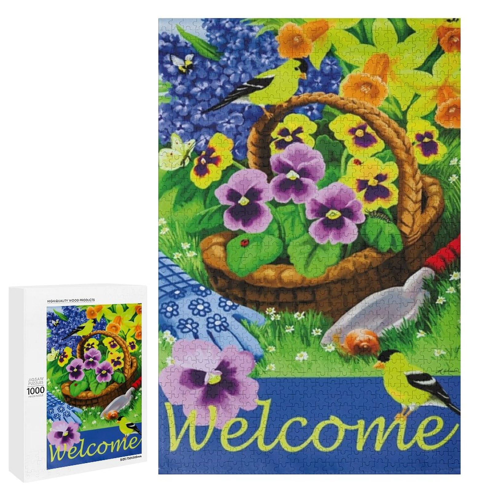 Jigsaw Puzzles for Adults Pansies for Planting 1000 Pieces Wooden Jigsaw Puzzle for Adults and Kids Educational Puzzle Decorations Gift, Style-16
