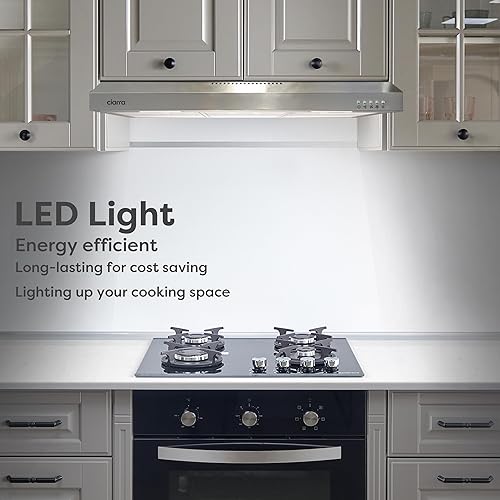 Miniatura 5 de CIARRA Campana extractora sin conductos de 30 pulgadas para debajo del gabinete con ventilador de escape de 3 velocidades, botón con conductos y