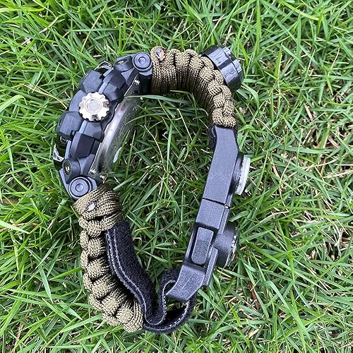Miniatura 5 de Reloj de supervivencia al aire libre 8 en 1 para hombres y mujeres, kits de deportes al aire libre, resistente al agua de emergencia con paracord,