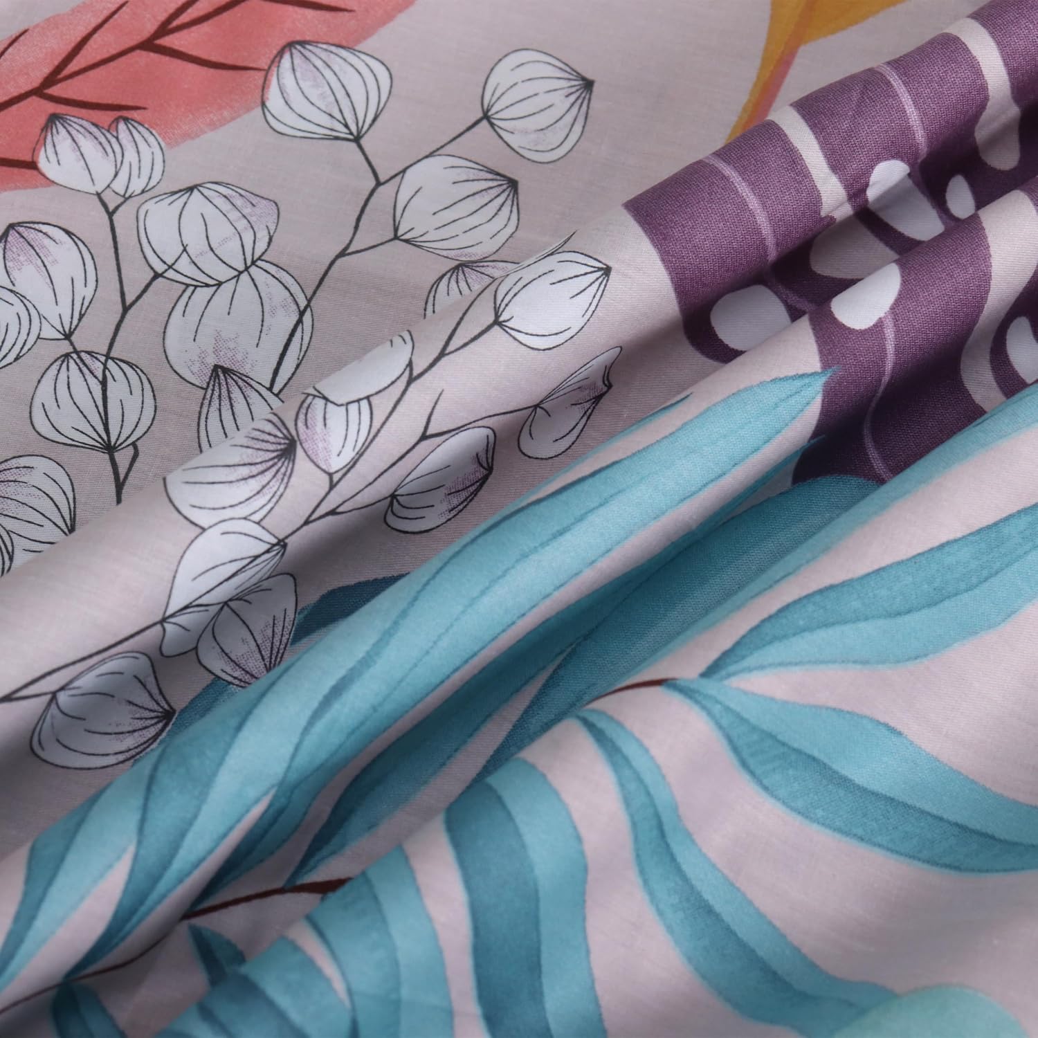 100 Percent Cotton King Flat Sheet Only Super Soft Top Sheets Leaves Printed Hotel Luxury Bed Sheets Machine Wash