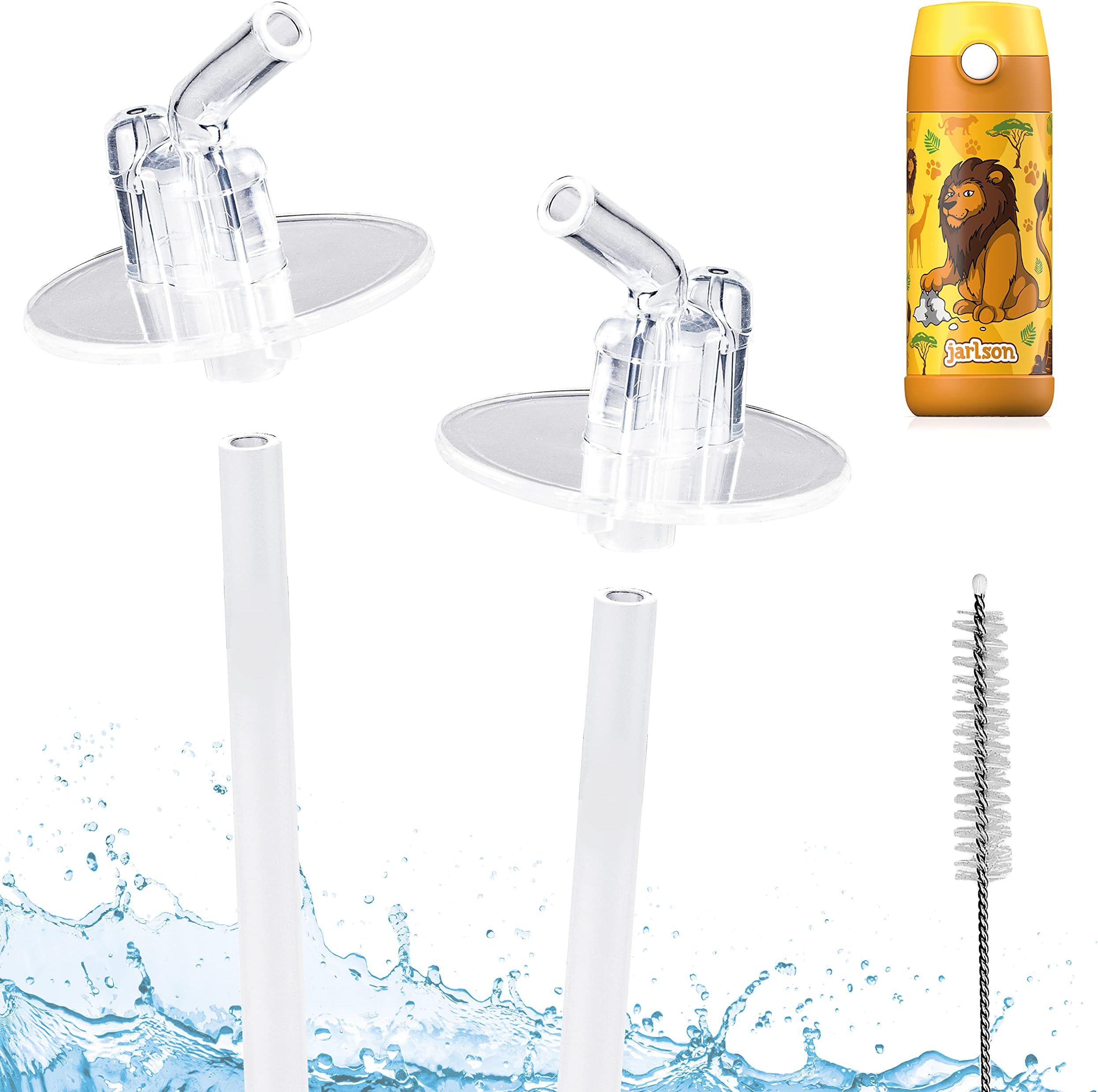 Jarlson Replacement Straws | Spare Parts | 2X Silicone Mouthpiece and 2 Extensions for Straw | Including Straw Brush | BPA-Free