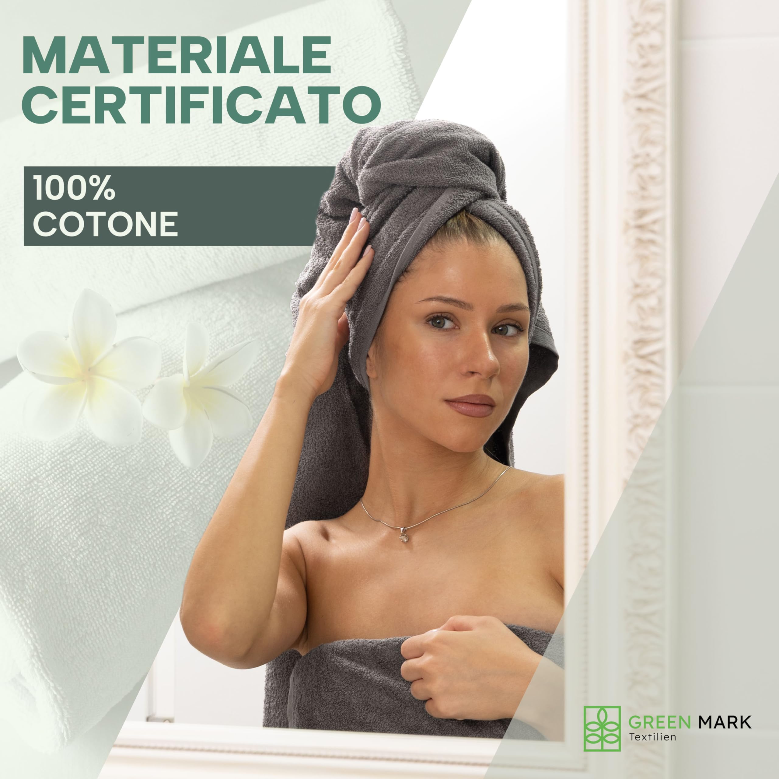 GREEN MARK Asciugamani – Set da 8 Pezzi – 100% Cotone, Morbidi e Altamente Assorbenti, Qualità Premium per Bagno, Spa e Palestra, 50 × 100 cm, Grigio Antracite