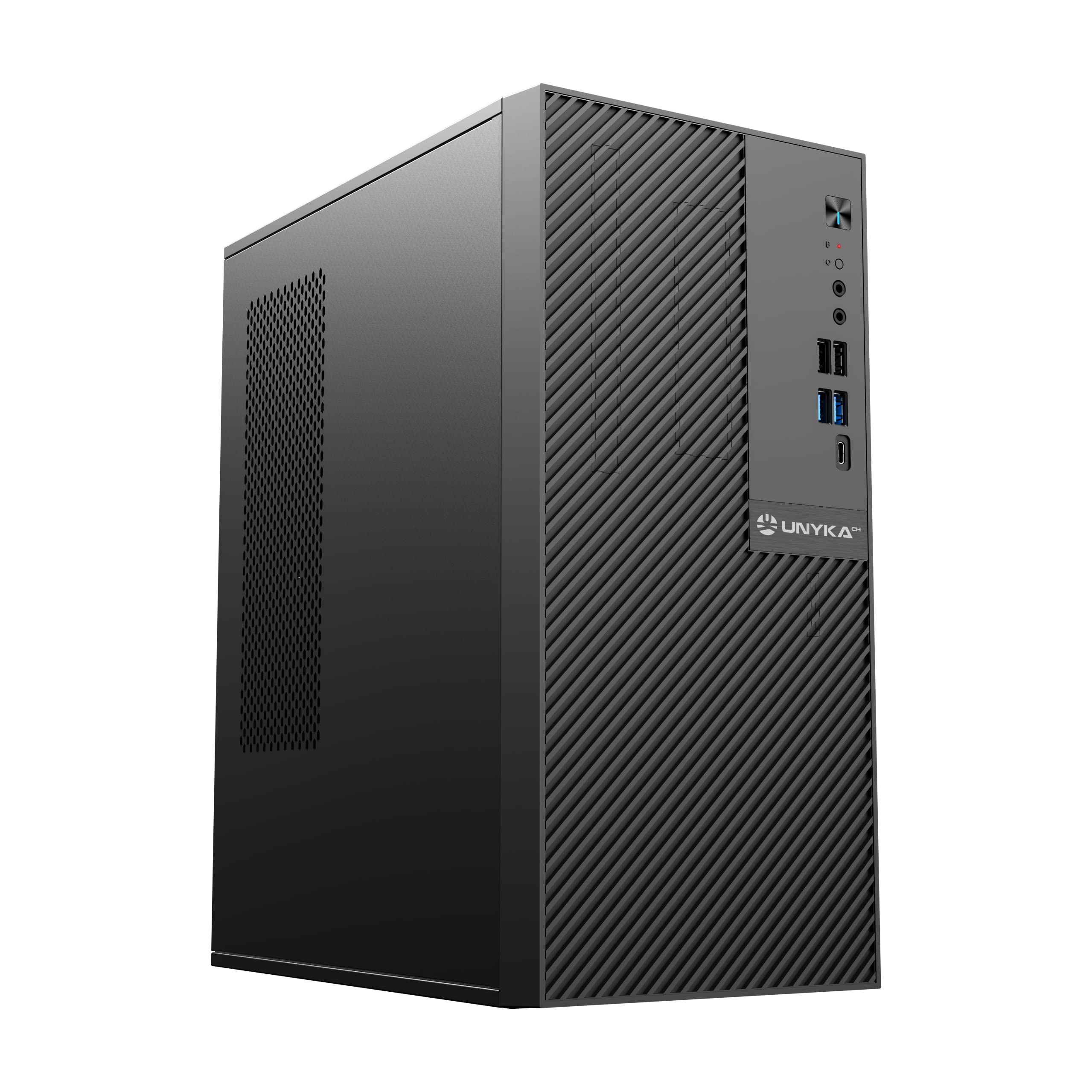 UNYKAch Micro ATX UK5015 - Scatola per computer da 17 litri con 5 porte USB, compatibile con ATX, alloggiamenti da 3,5" e schede grafiche fino a 180 mm
