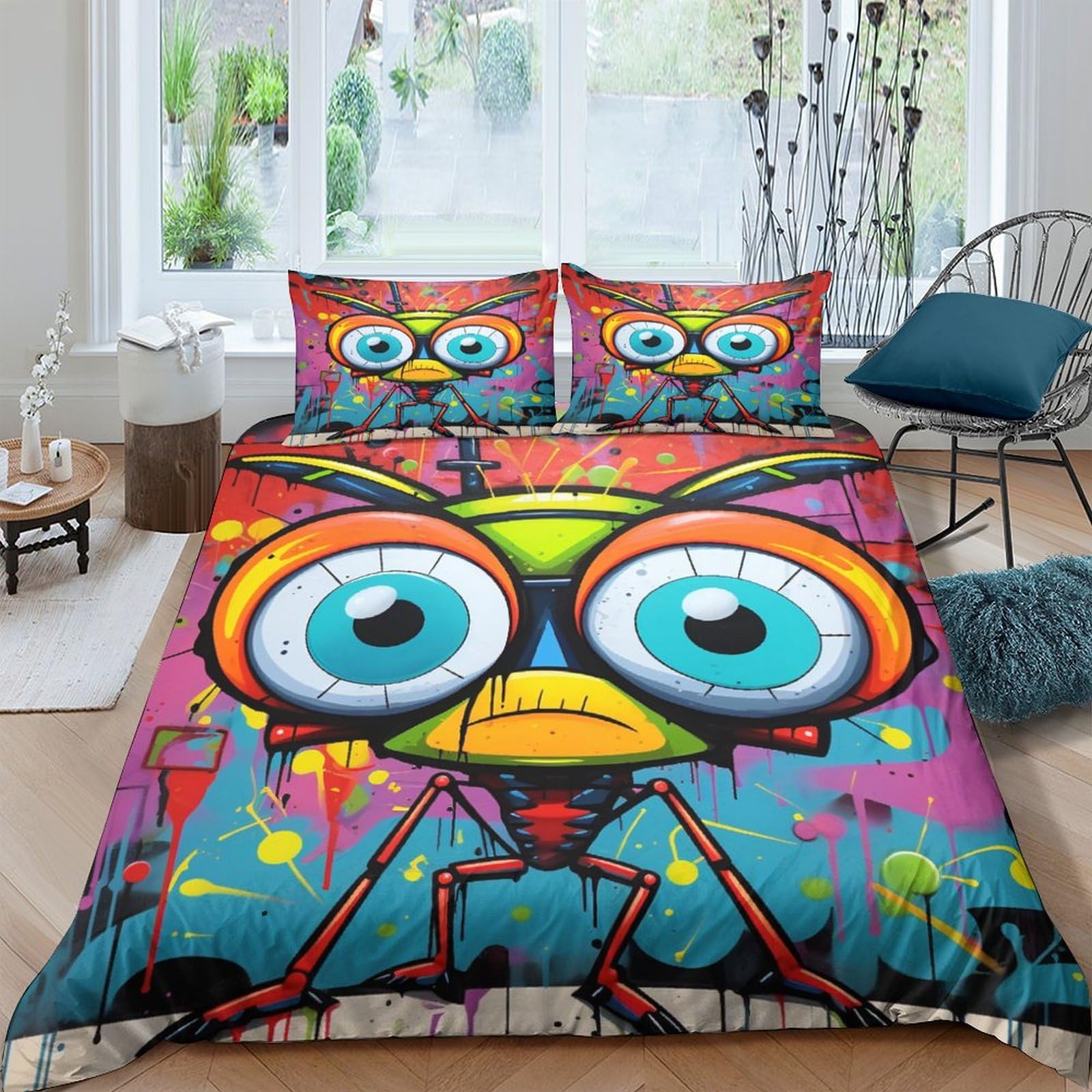 Housse de couette moustique en microfibre 200x200 cm avec ses deux taies d'oreiller