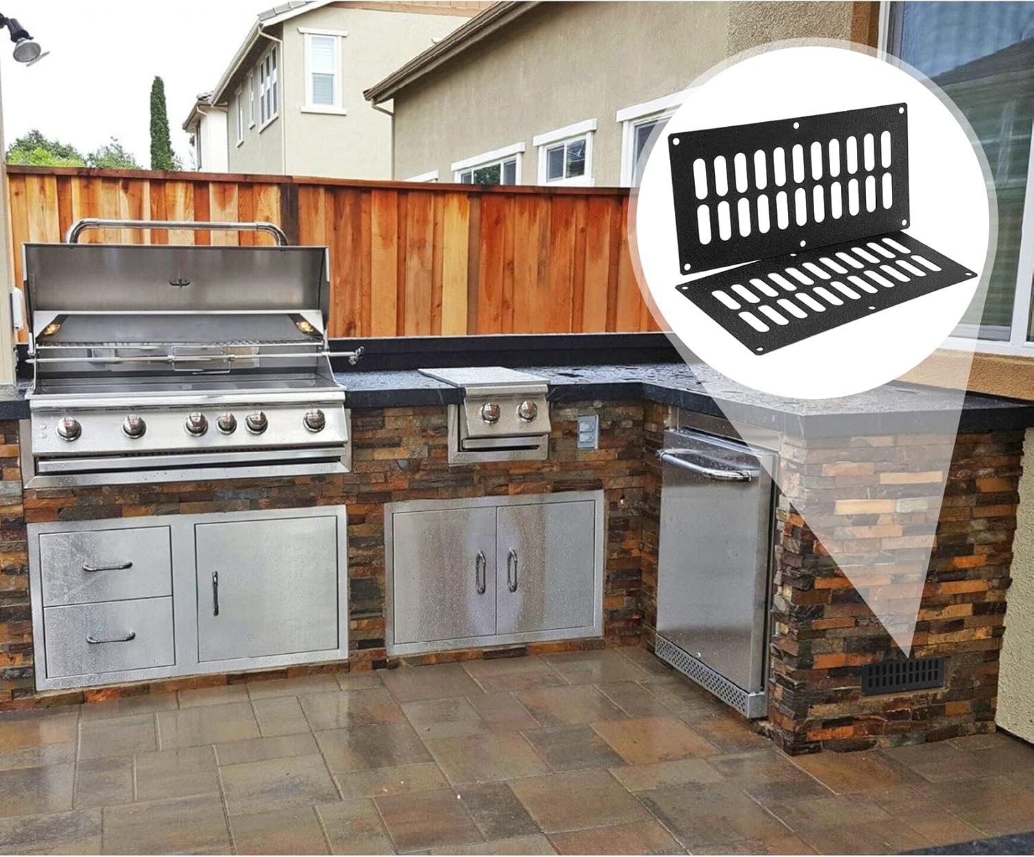 Stanbroil 2 Pcs Fire Pit Slotted Venting Panel Kit, 5 13/16" x 11 3/8", Black Steel (Pack of 2)