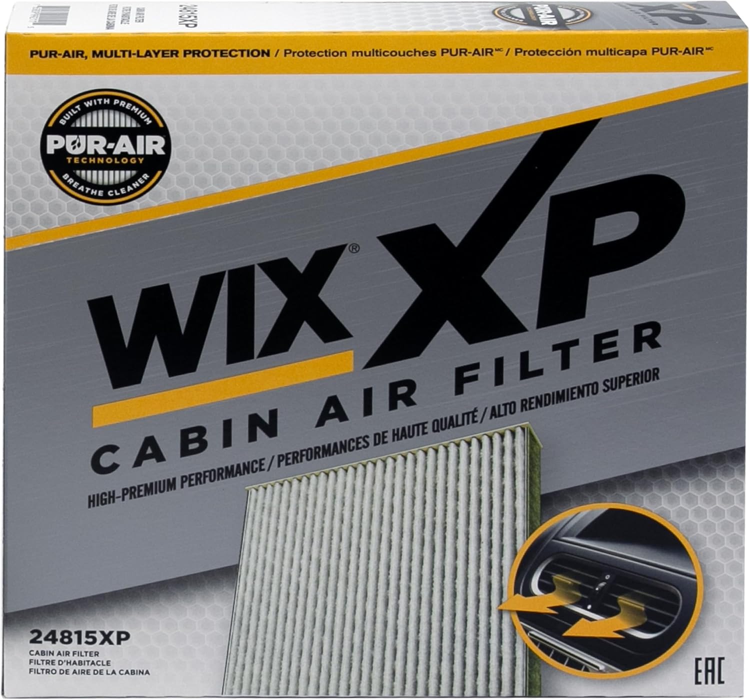 WIX 24815XP WIX XP Cabin Air Filter Replacement, Triple-Layer Protection with Activated Carbon & Advanced Airflow Media Compatible With Various Honda Acura (03-19)