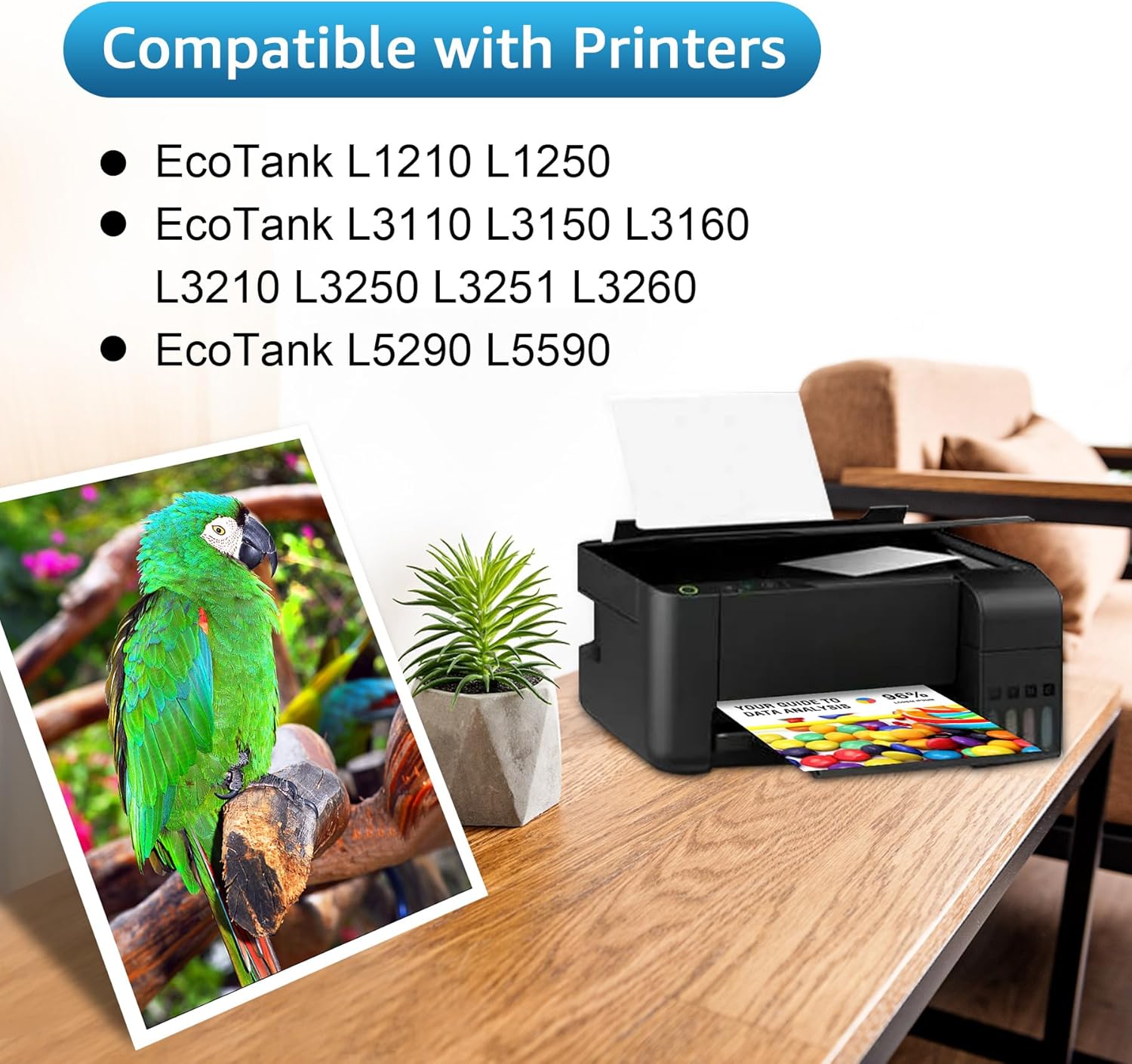 544 Ink Refill Bottles Compatible with T544120 T544220 T544320 T544420 Replacement for L1210 L1250 L3110 L3150 L3160 L3210 L3250 L3251 L3260 L5290 L5590 (8 Pack)