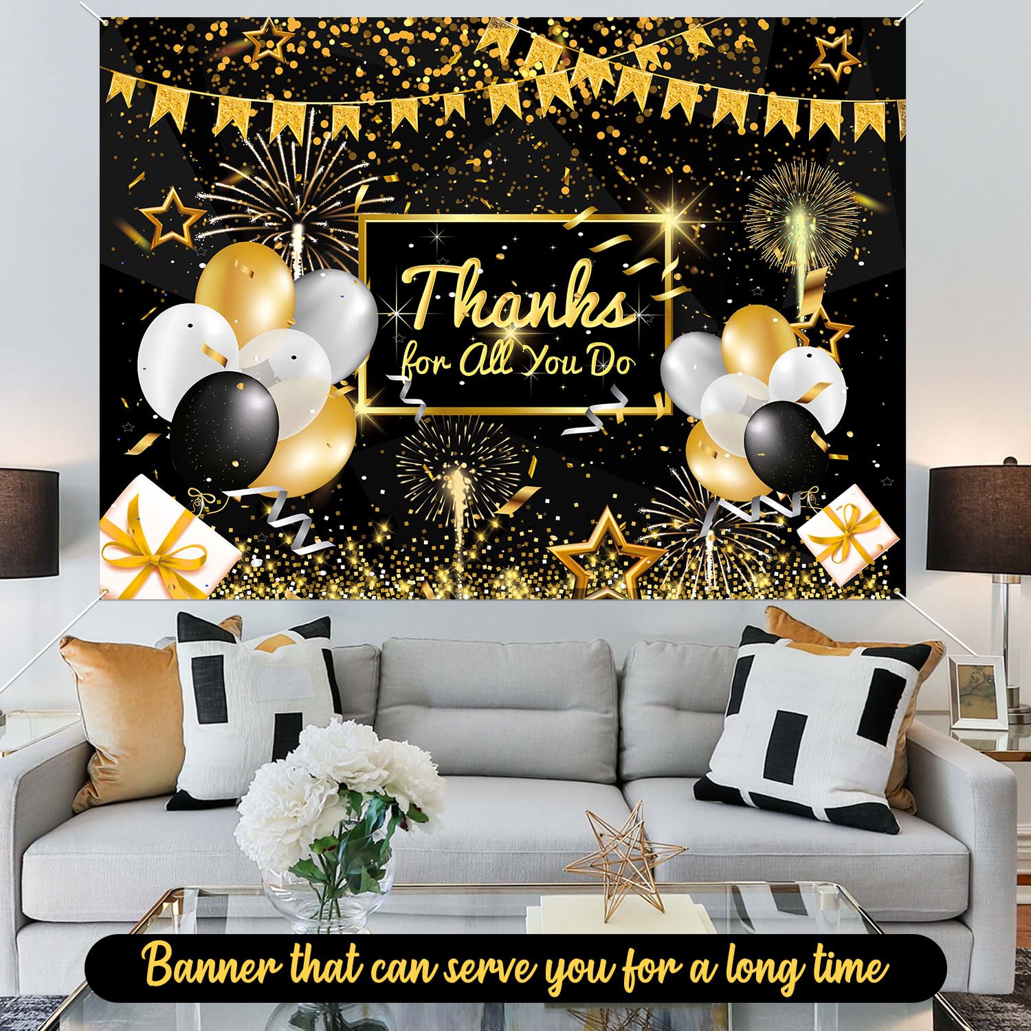 Thanks for All You Do Backdrop 7x5ft Glitter Thank You Background Appreciation Banner Thanks Party Decorations Photography Photo Props for Staff Teacher Doctor Nurse Party Supplies - Image 4