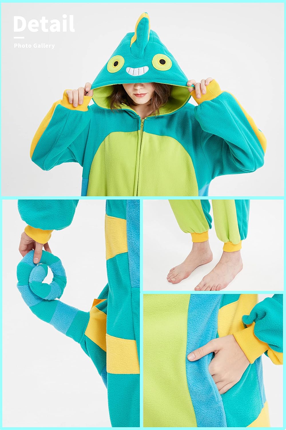 DarkCom Chameleon Onesie Halloween Costume One Piece Unisex Adult Pajamas Women Men Sleepwear Christmas Pajamas