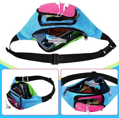 Miniatura 4 de Xuniea 6 unidades de disfraces de entrenamiento de los años 80 y 90, calentadores de piernas de neón, diadema, muñequeras, riñonera para fiestas