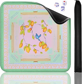 Jongyance Green American Learning Mahjong Mat 33x33, Anti-Slip, Mahjong Mat for Table, Mah-jongg Game Mat