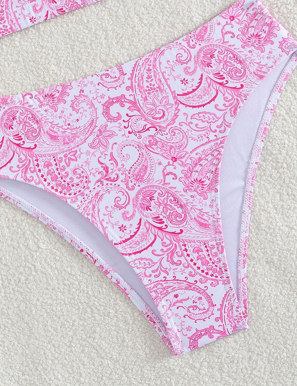 YIMISAN Women's Two Piece Swimsuit Floral Print Bikini Sets Spaghetti Straps Scoop Neck Mid Waist Cheeky Bathing Suit