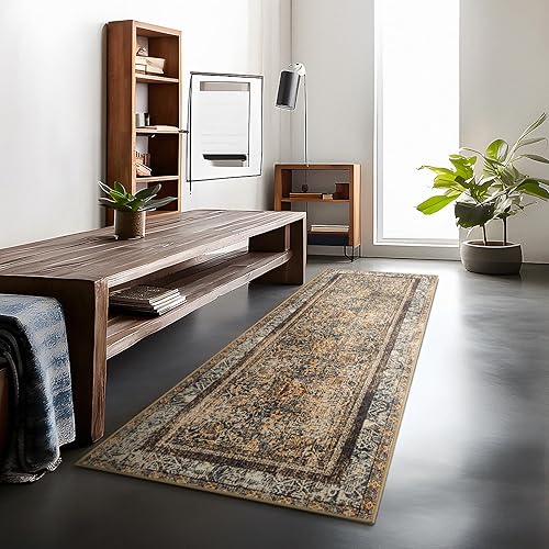 Miniatura 8 de Phantoscope Alfombra de pasillo de 2 x 8 pies  Alfombra bohemia lavable antideslizante para cocina, ultrafina, vintage, envejecida, para entrada,