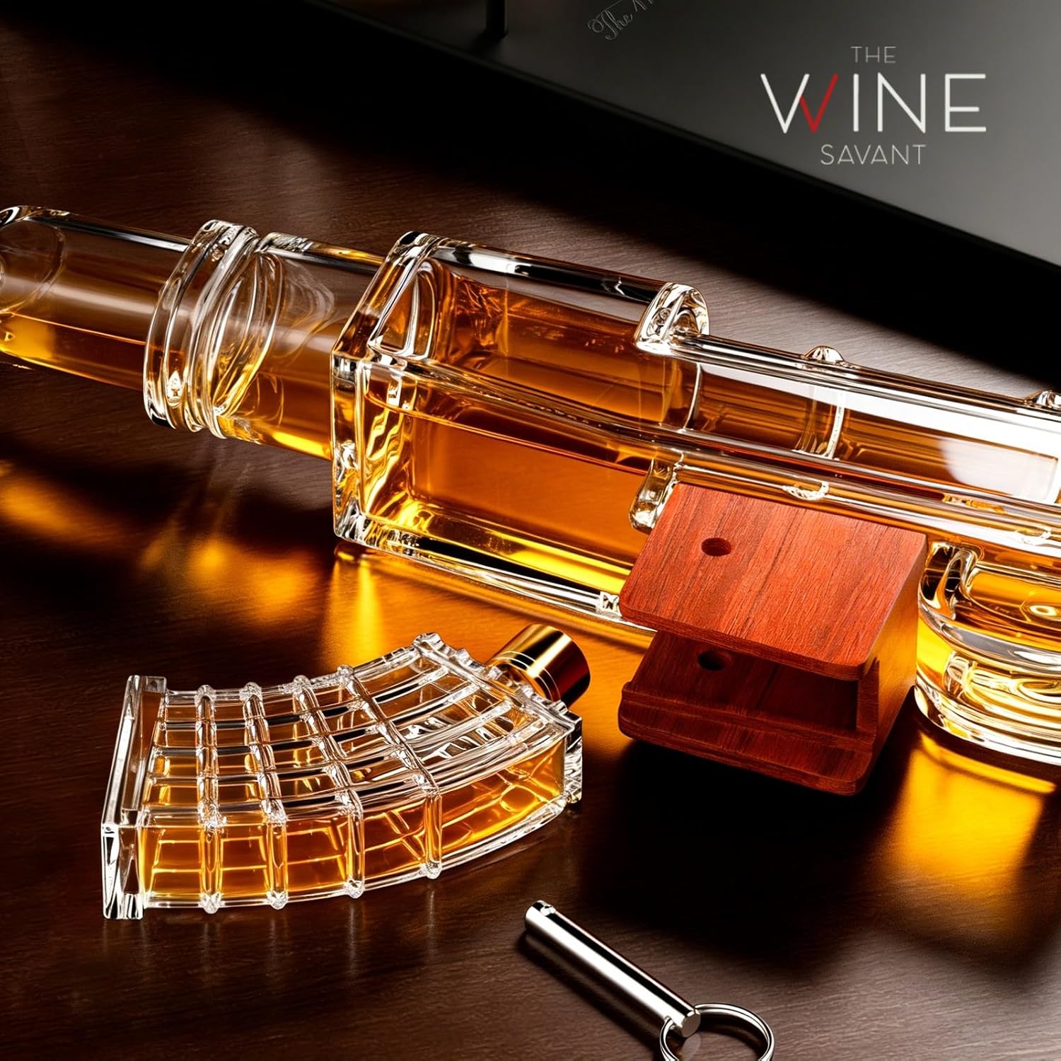 Gifts for Men Dad, Guns Whiskey Decanter Set for Men - Gun Decanter, Detachable Magazine & 2 Full Size Whiskey Glasses, Liquor Dispenser for Bar, Cool Anniversary Birthday Military Present Ideas Gift