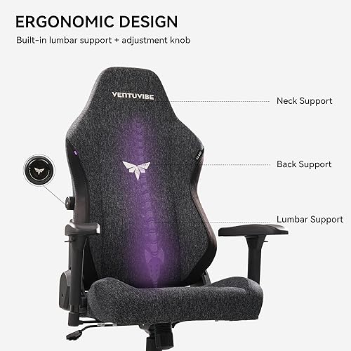 Miniatura 4 de Silla para videojuegos, silla ergonómica de computadora de respaldo alto con soporte lumbar, silla de videojuegos, reposabrazos ajustables 4D,