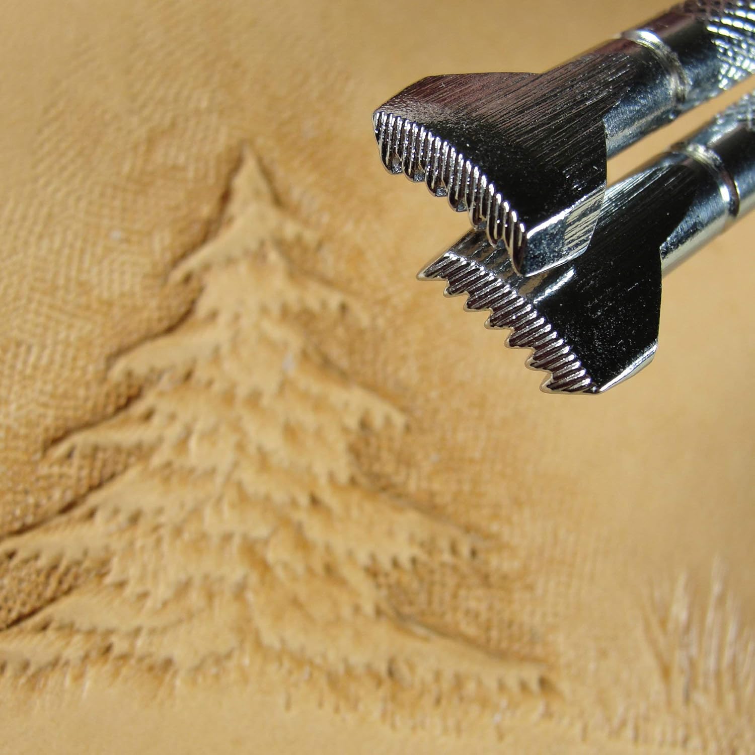 Pine Tree Figure Carving Stamps, Set of 2, Japan Select Leather Stamping Tools