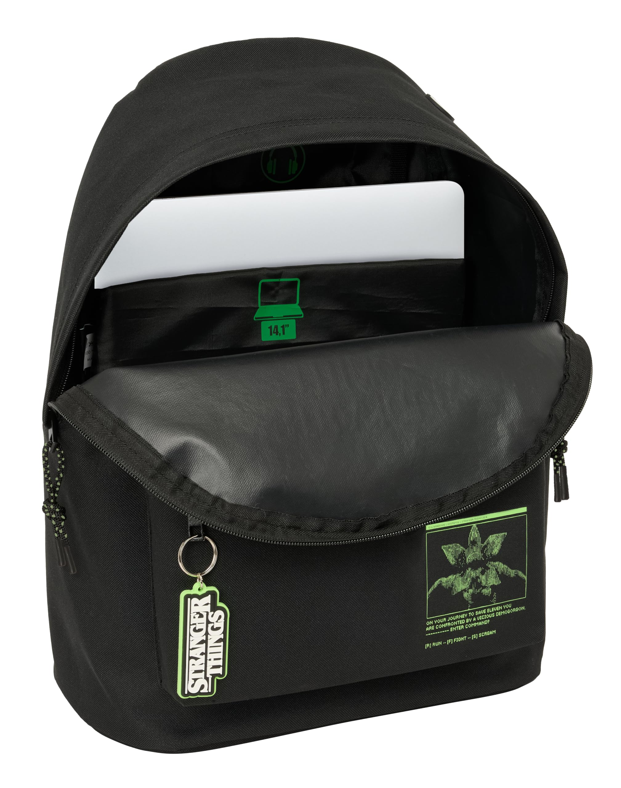 STRANGER THINGS - Mochila Juvenil para Portátil 14.1", Ideal para Jóvenes de Diferentes Edades, Cómoda y Versátil, Calidad y Resistencia, 31x16x41 cm