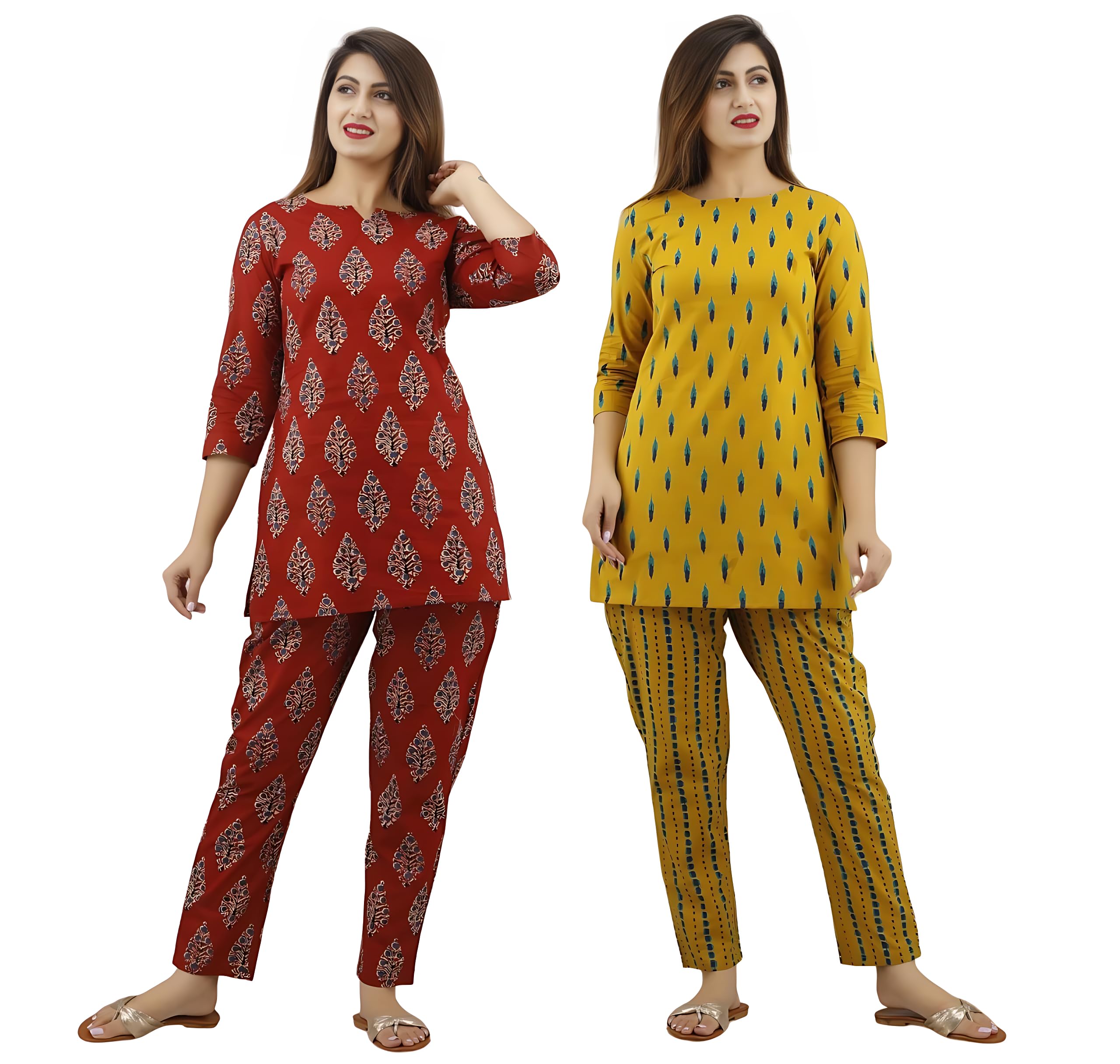 omsharda Women's Printed Night Suit Top & Pyjama Set-picture-38