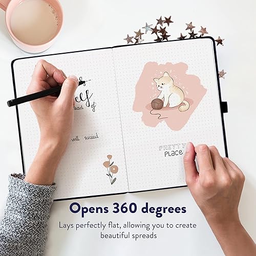 Miniatura 6 de String and Space - Diario de viñetas con cuadrícula de puntos, papel punteado de 170 GSM, cuaderno kawaii, encuadernado a mano con caja de regalo,