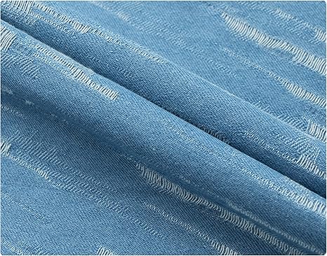 Amazon Co Jp ピュアコットンジャカードデニム生地 厚手のウォッシュドデニム生地 柔らかく快適な服装デザインdiyジャケット生地 ライトブルー 1 6x10m ホビー